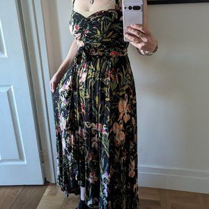 Maeve black and floral maxi with racer-back straps - M
